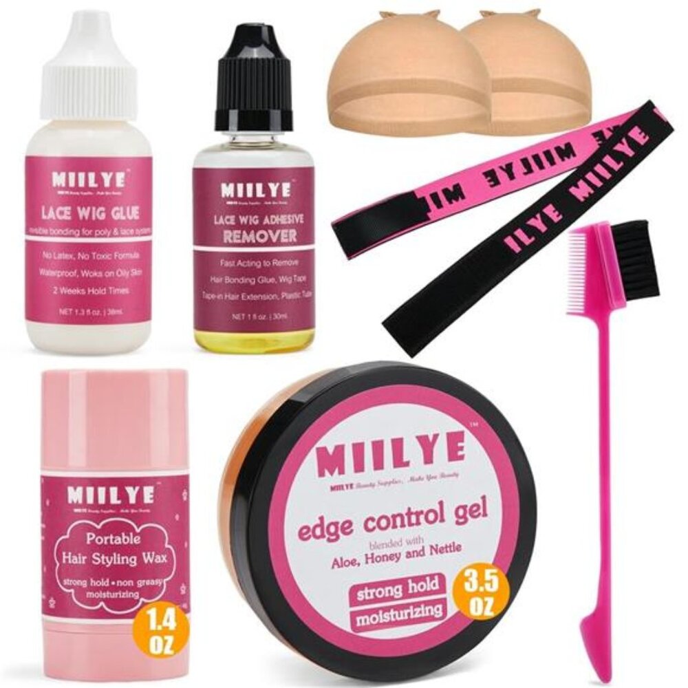 Lace Wig Glue and Hair Styling Wax Gel Combo Pack Wig Install Kits, Wig